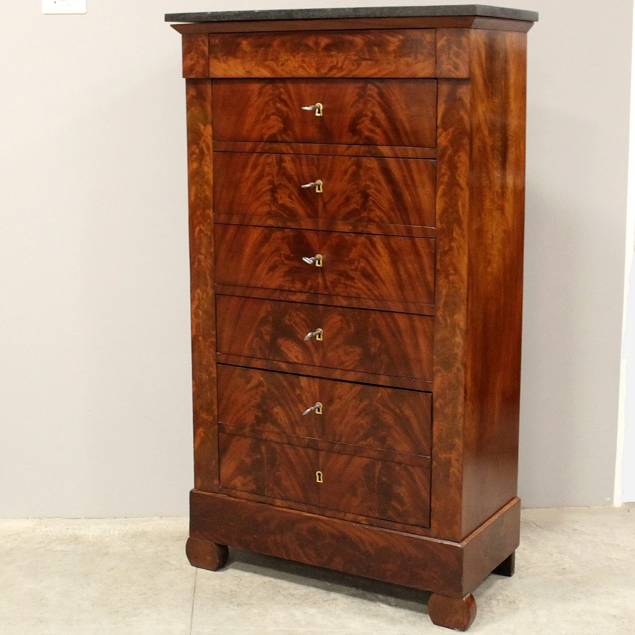 Louis Philippe mahogany and marble weekly dresser, mid-19th century 7