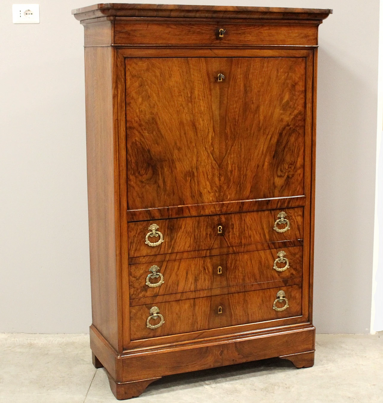 Secrétaire cappuccino Luigi Filippo in noce, metà '800 4