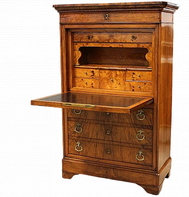 Secrétaire cappuccino Luigi Filippo in noce, metà '800
