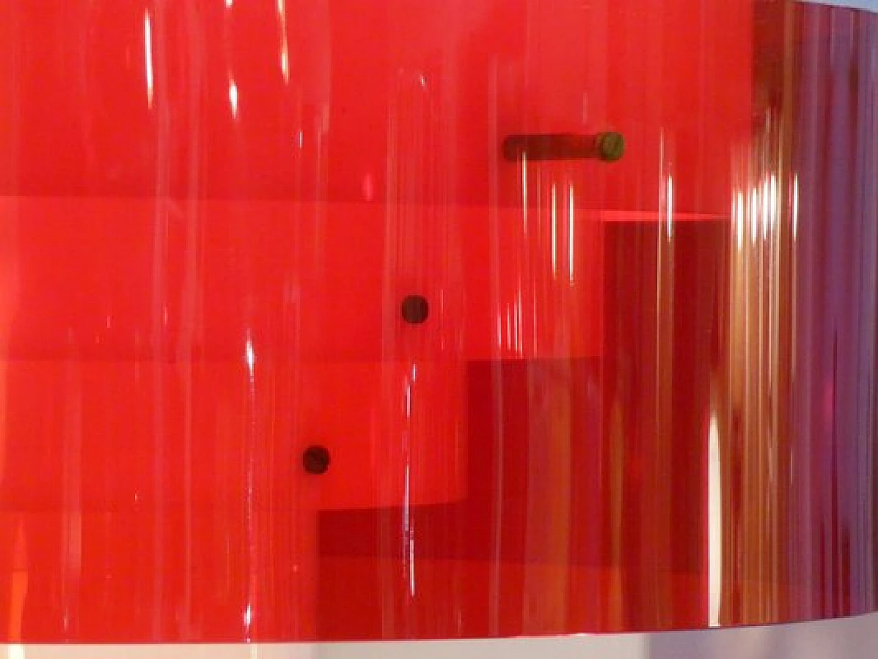 Ceiling lamp in white & red methacrylate and brass by Stilnovo, 1960s 6