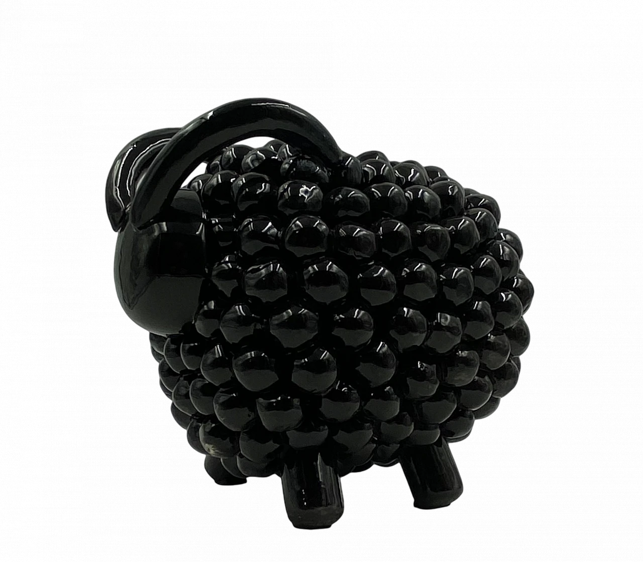 Scultura di ariete in ceramica nera, anni '80 22