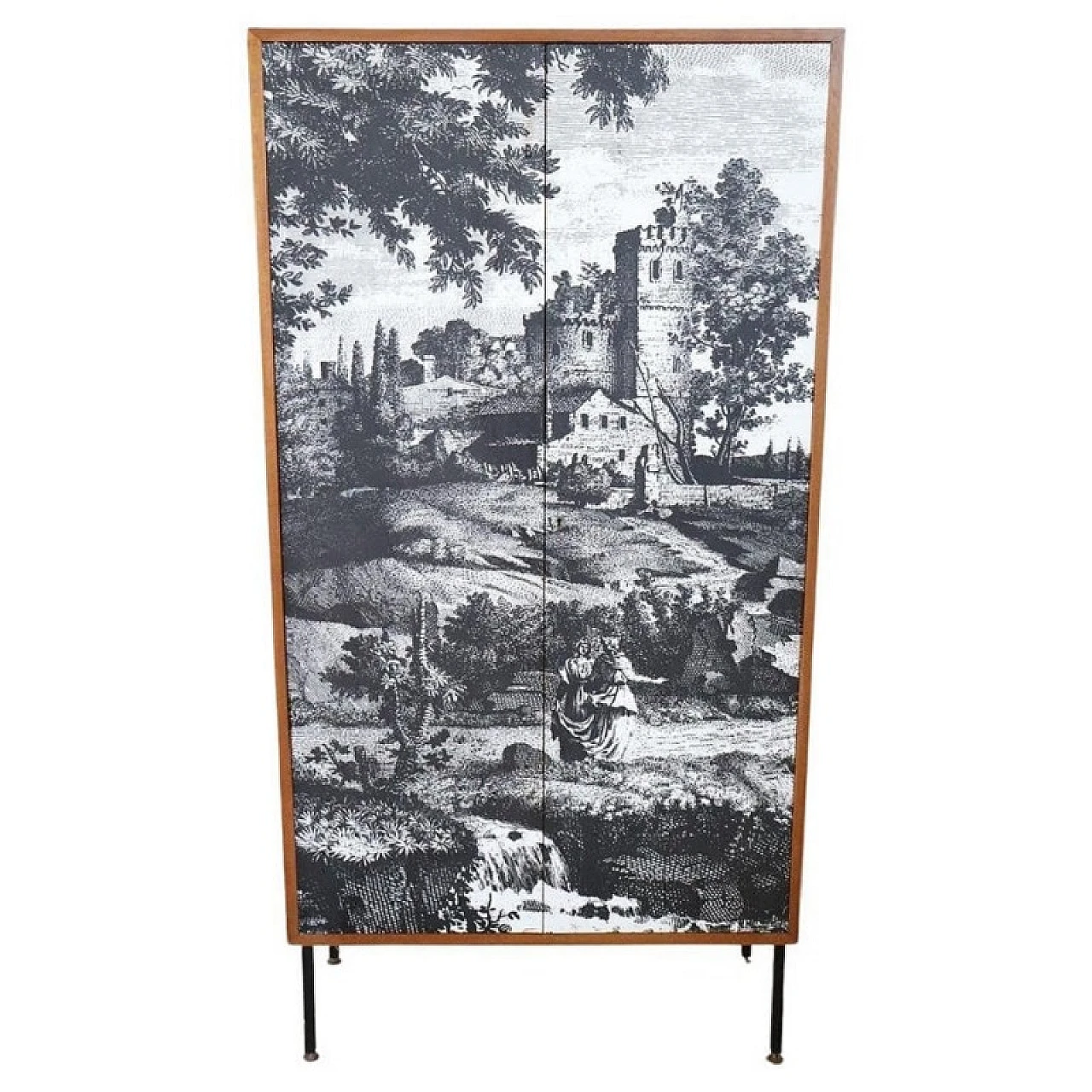 Armadio a due ante con decorazione a stampa, anni '70 1