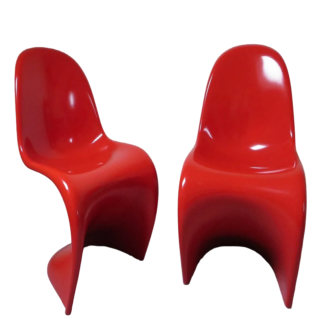 Pair of fiberglass S chairs by Panton Verner for Vitra, 1980s 9