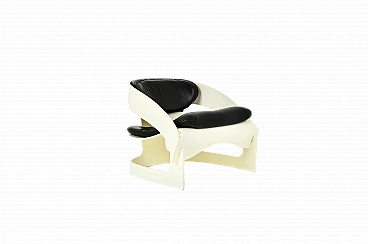 4801 armchair in wood and leather by Joe Colombo for Kartell, 1960s