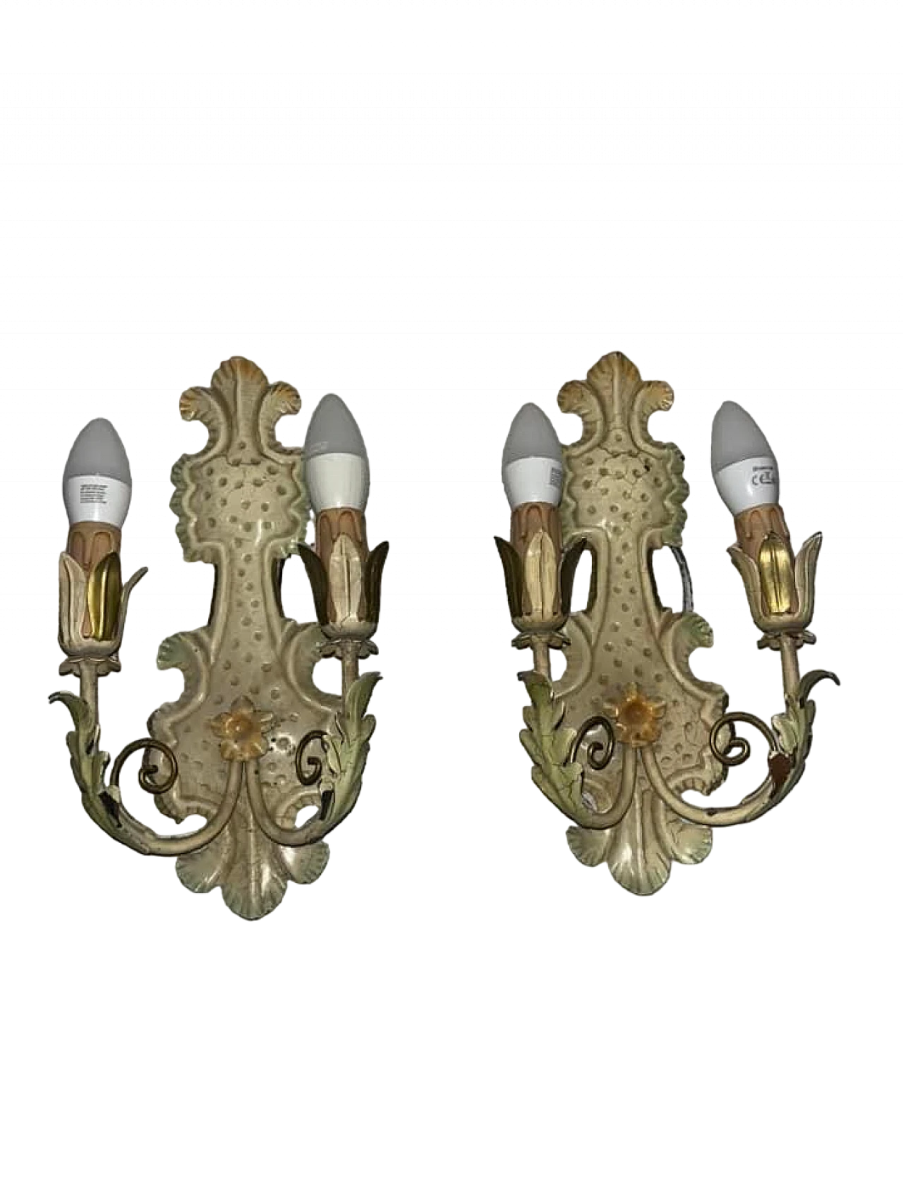 Pair of Venetian style metal wall lights, 1950s 13