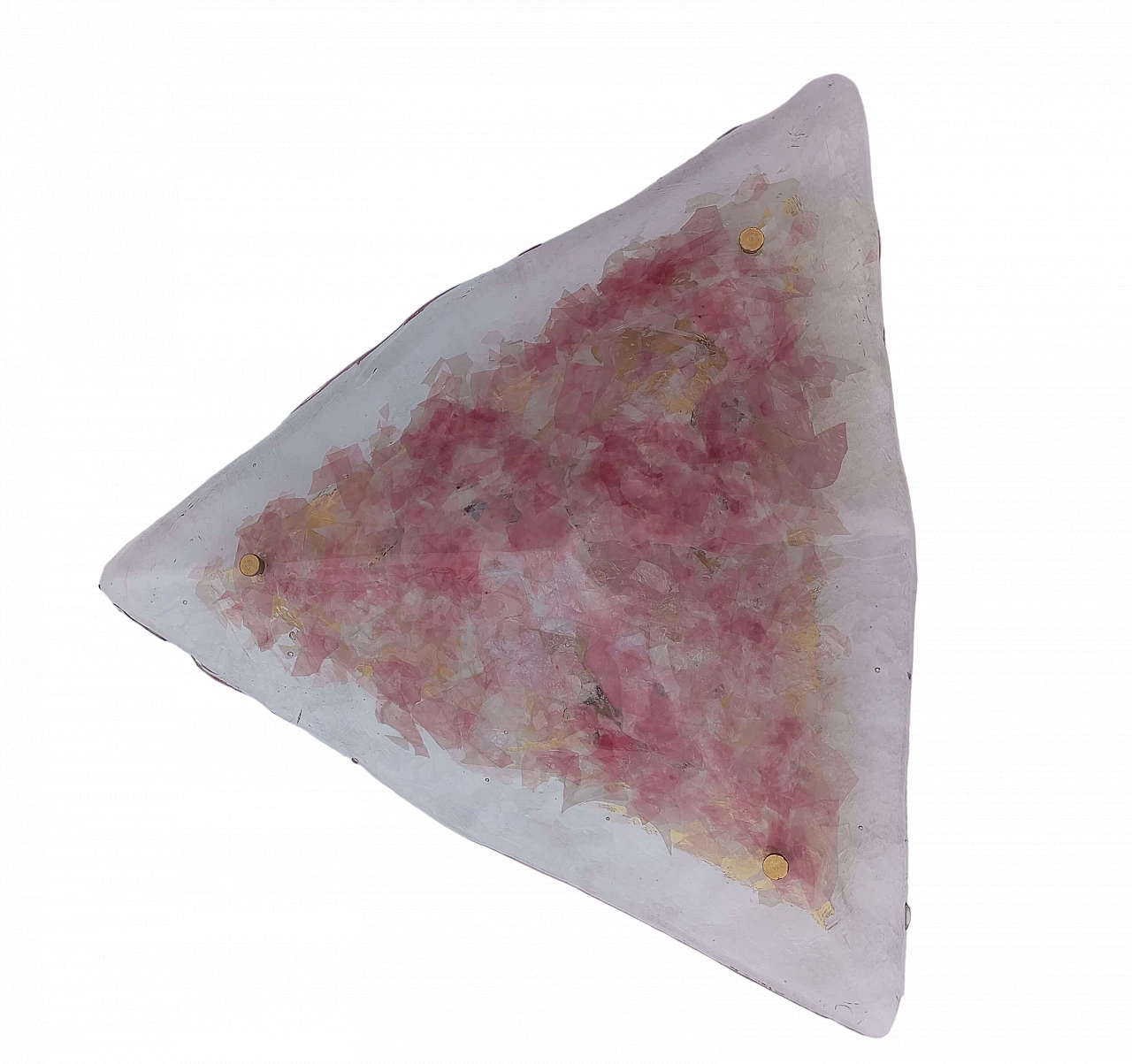 Lampadario triangolare in vetro di Murano rosa, anni '70 10