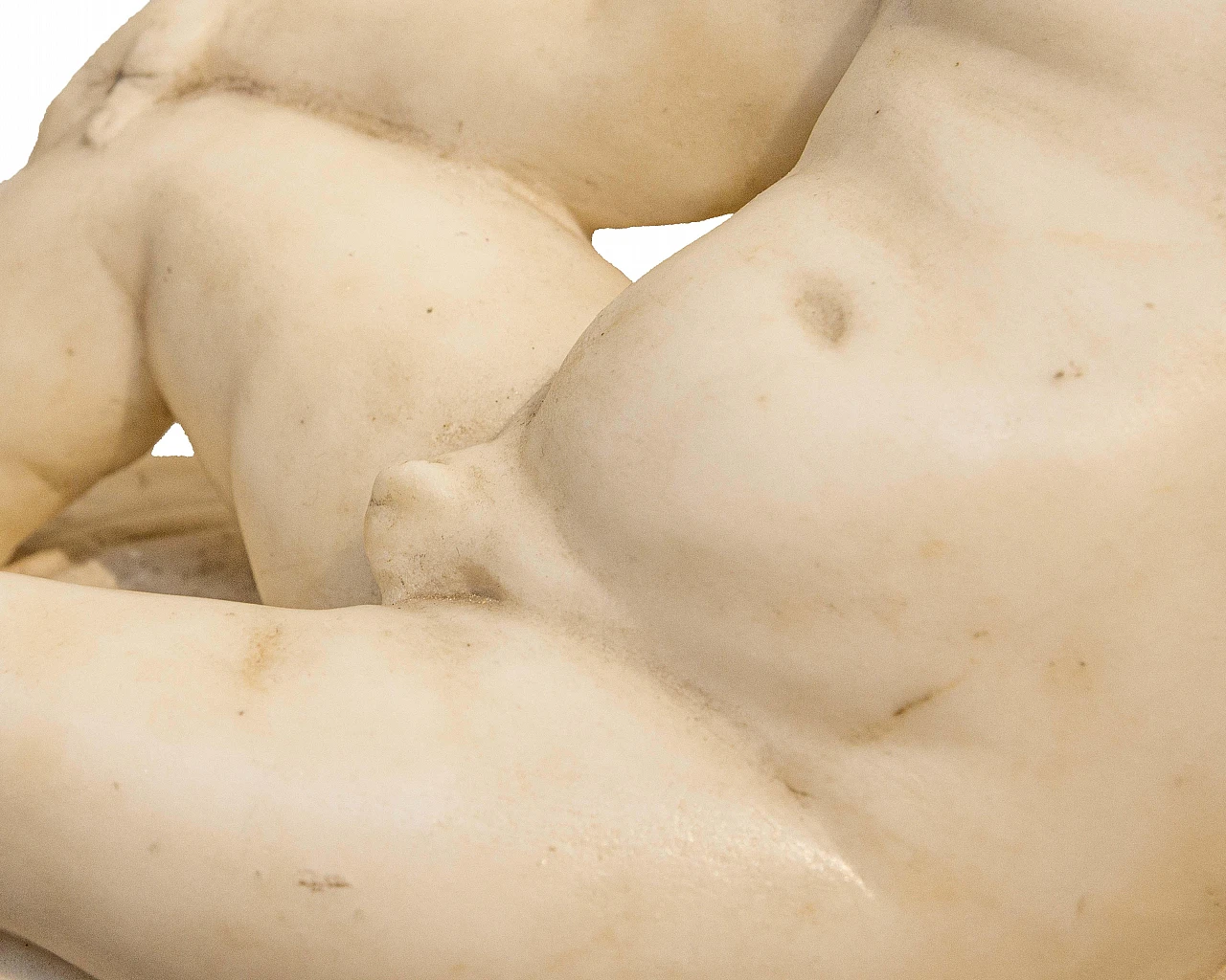Lying putto with dove, marble sculpture, 17th century 5