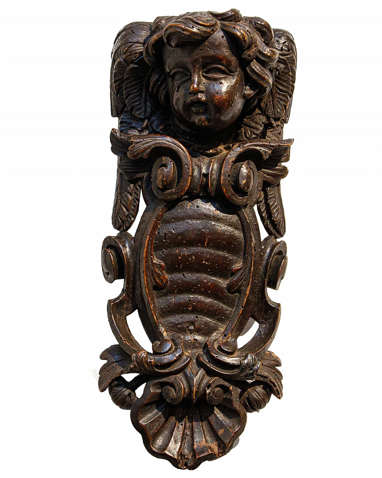 4 Wooden friezes with putto heads and coats of arms, 17th century 2