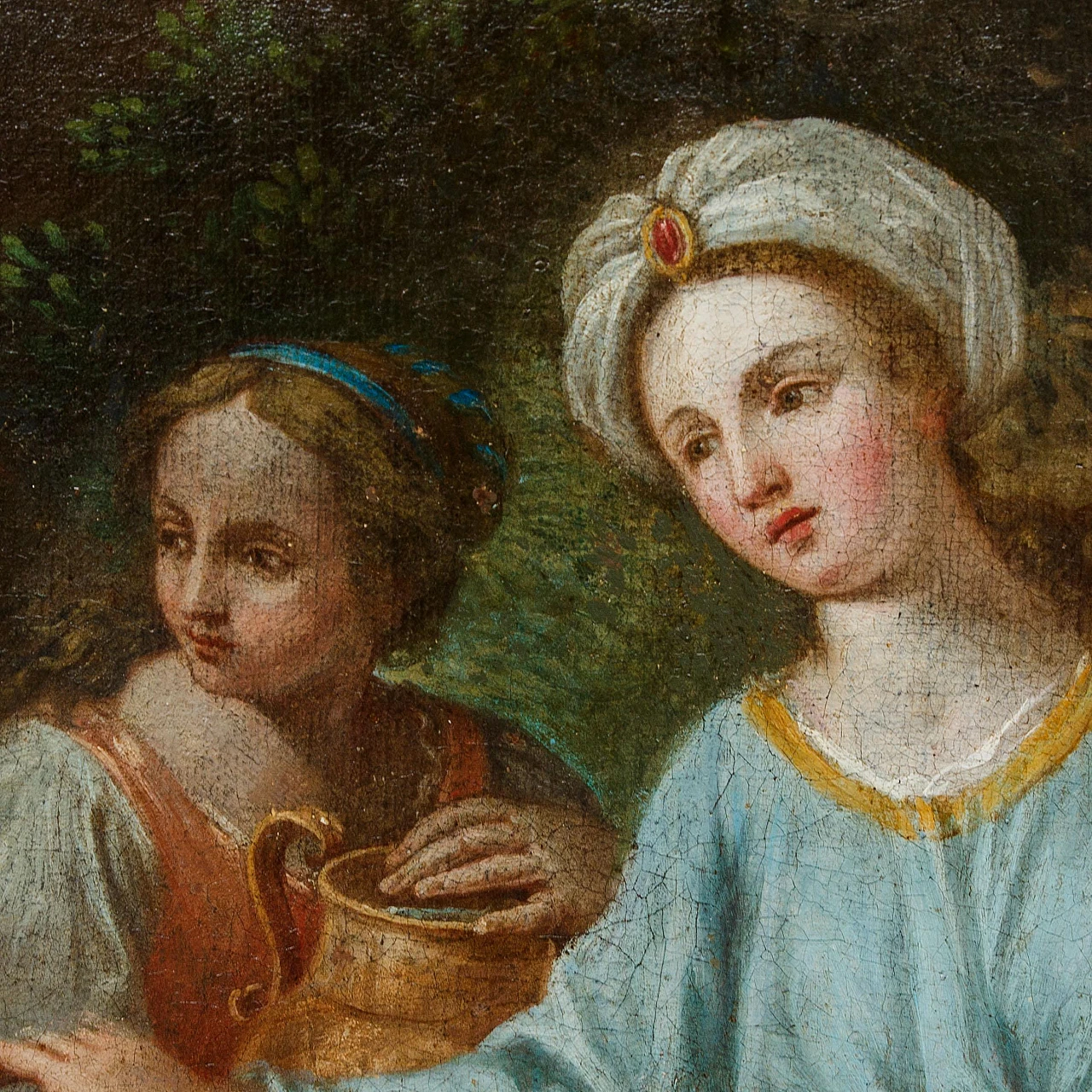 Scuola emiliana, Rebecca al pozzo, olio su tela, '600 6