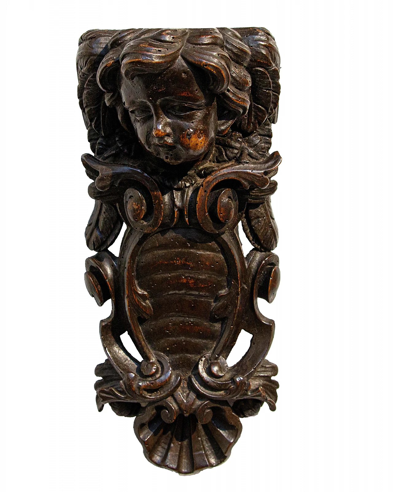 4 Wooden friezes with putto heads and coats of arms, 17th century 4