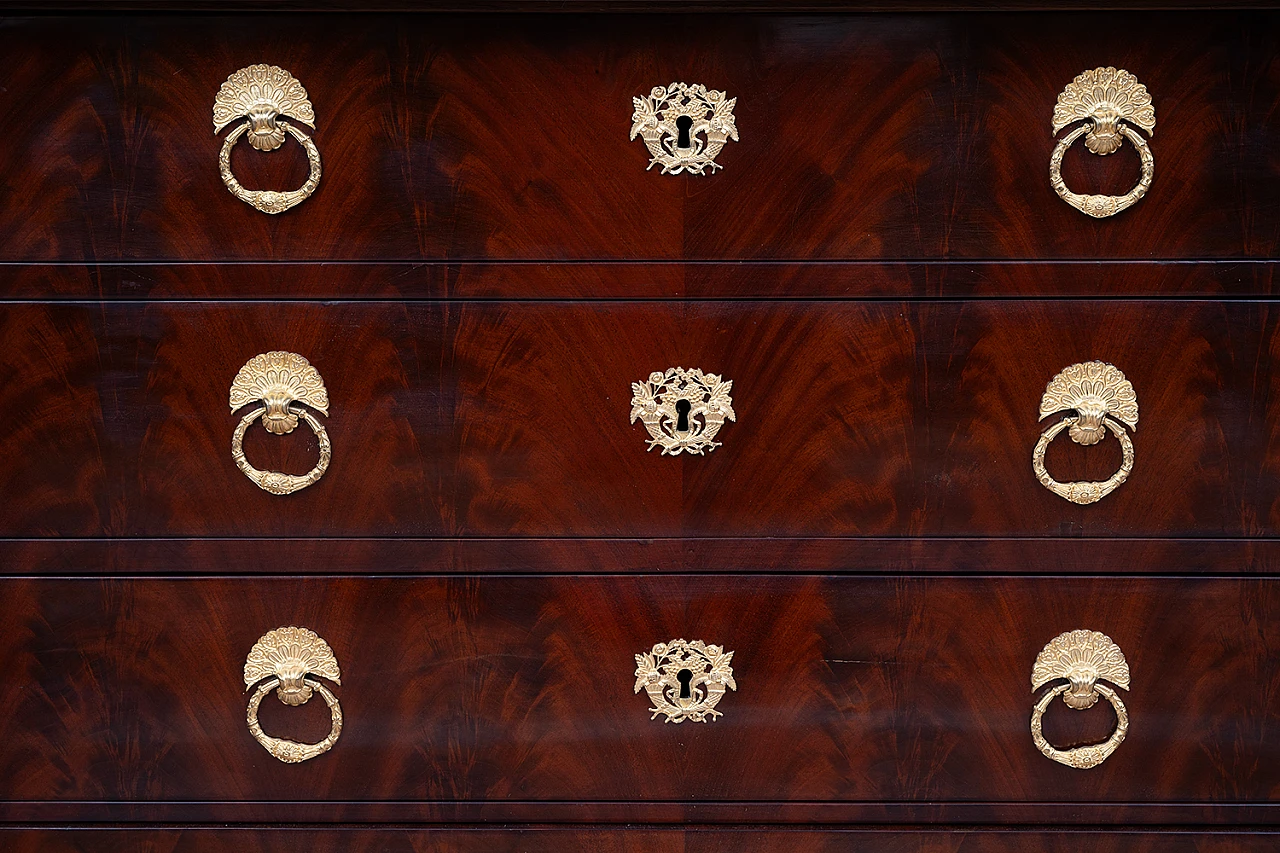 Chest of drawers in mahogany feather with marble top, 19th century 5