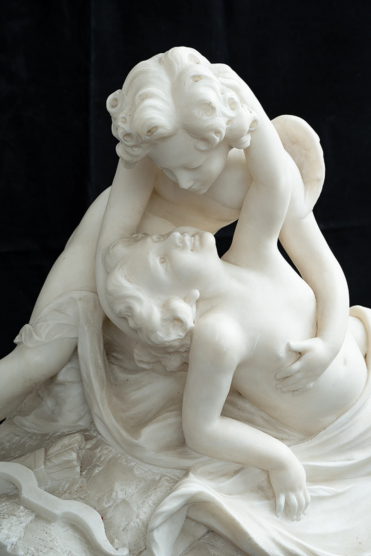 Cupid and Psyche, sculpture in alabaster, 19th century 2