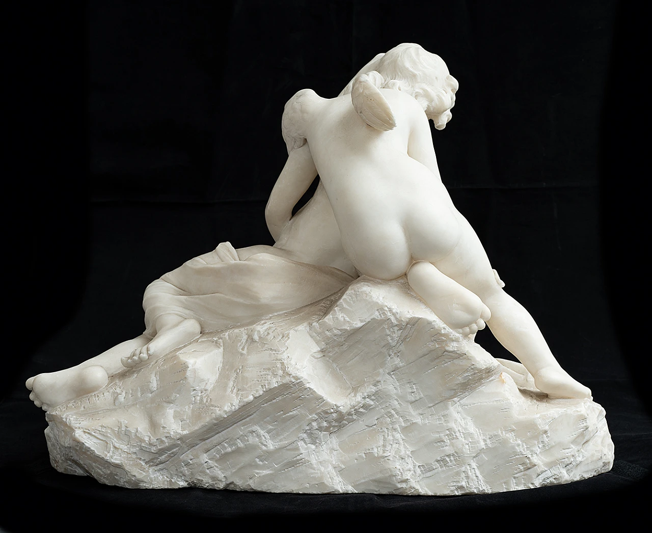 Cupid and Psyche, sculpture in alabaster, 19th century 4