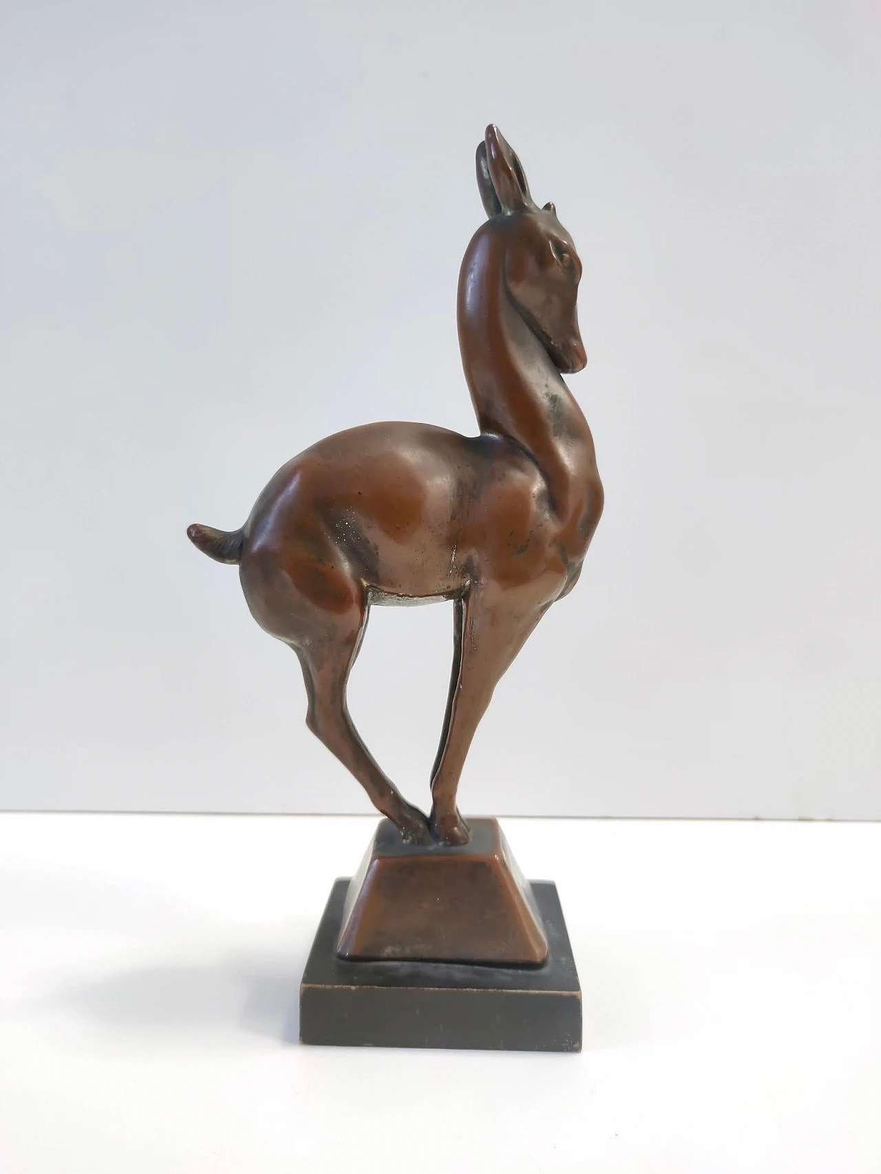 Coppered ceramic roe deer sculpture, 1940s 3