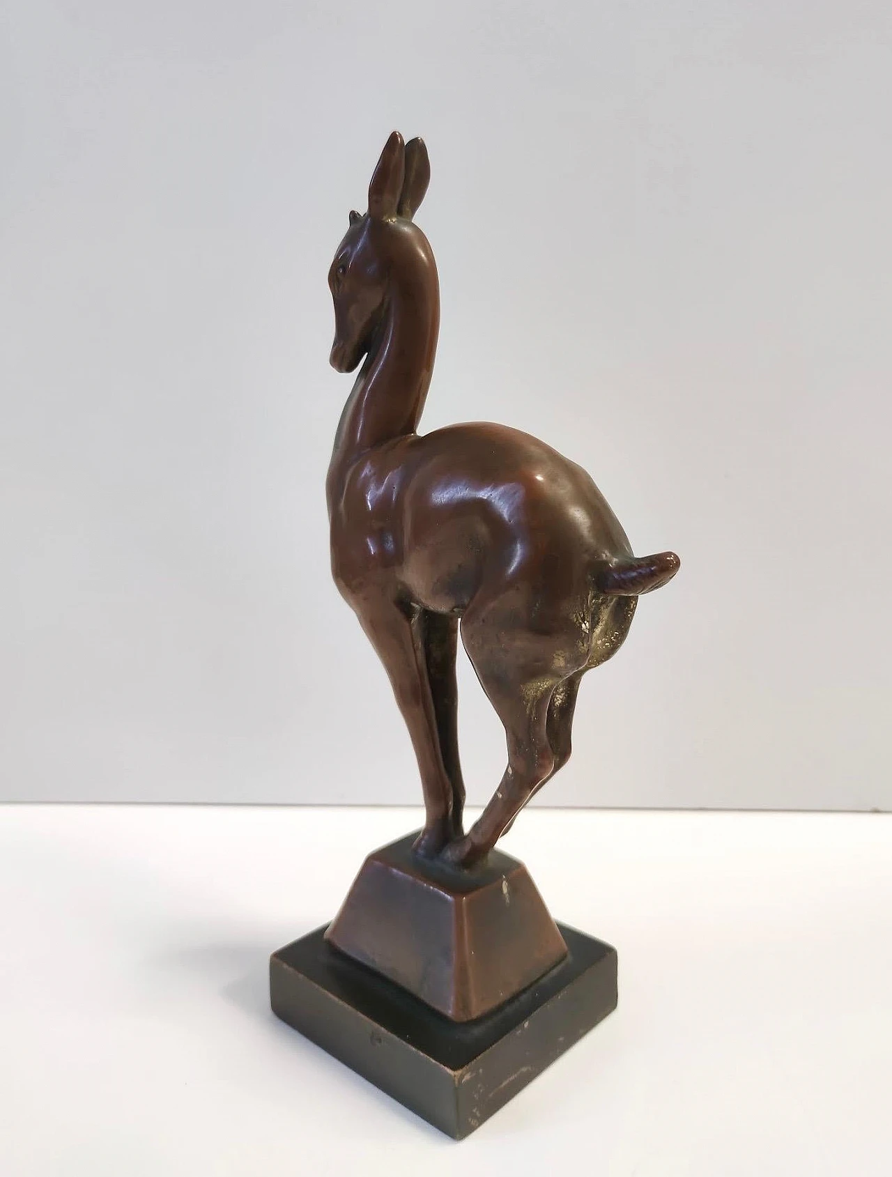 Coppered ceramic roe deer sculpture, 1940s 4