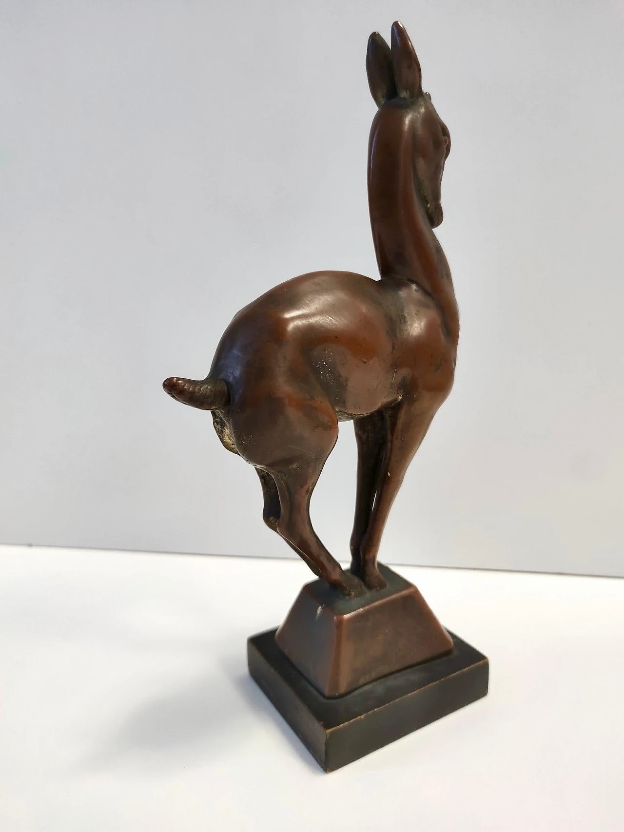 Coppered ceramic roe deer sculpture, 1940s 5