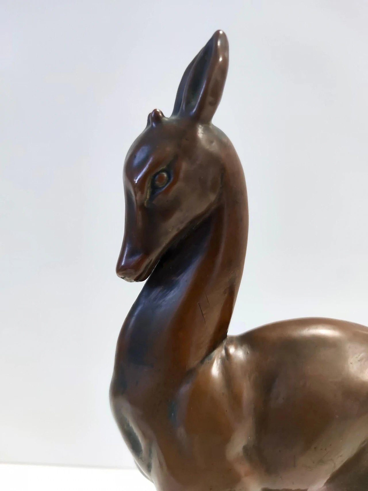 Coppered ceramic roe deer sculpture, 1940s 7