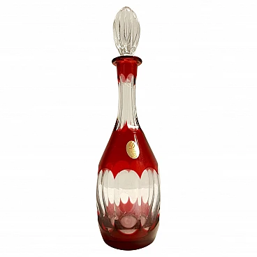 Red and transparent Dresden crystal decanter, 1970s