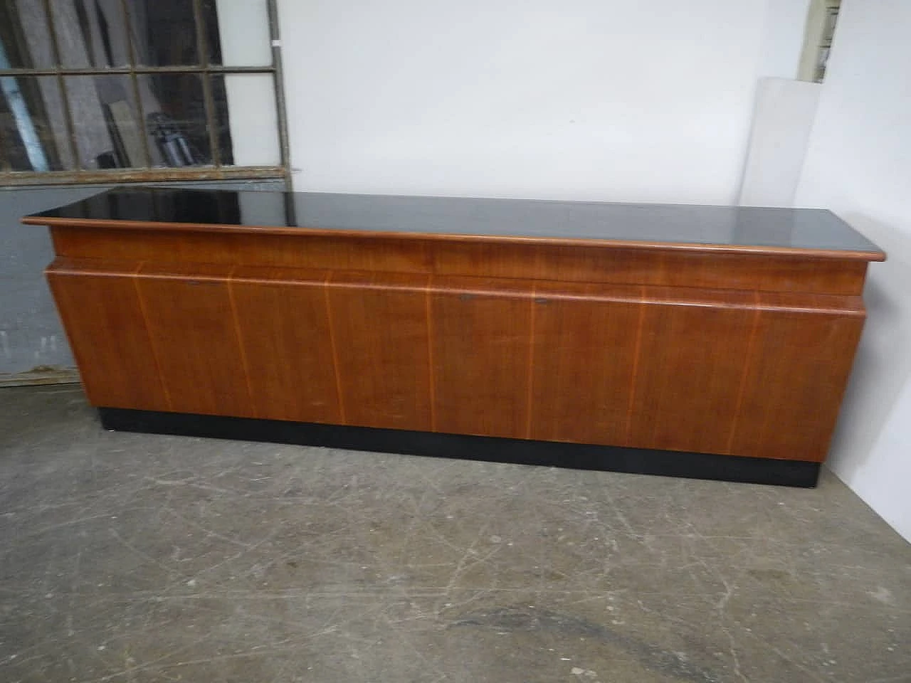 Fir and ebony counter with black formica top, 1950s 1