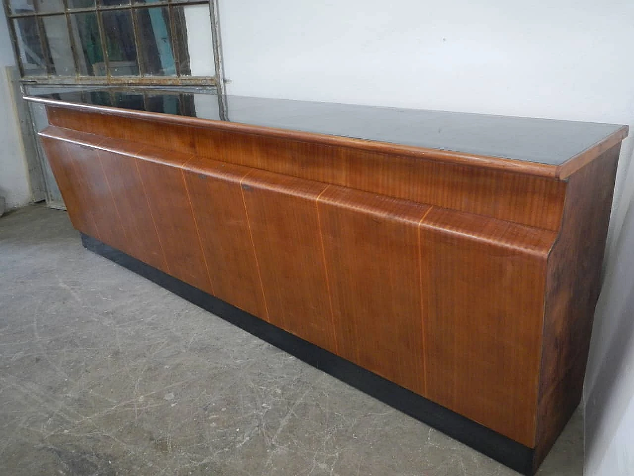 Fir and ebony counter with black formica top, 1950s 2