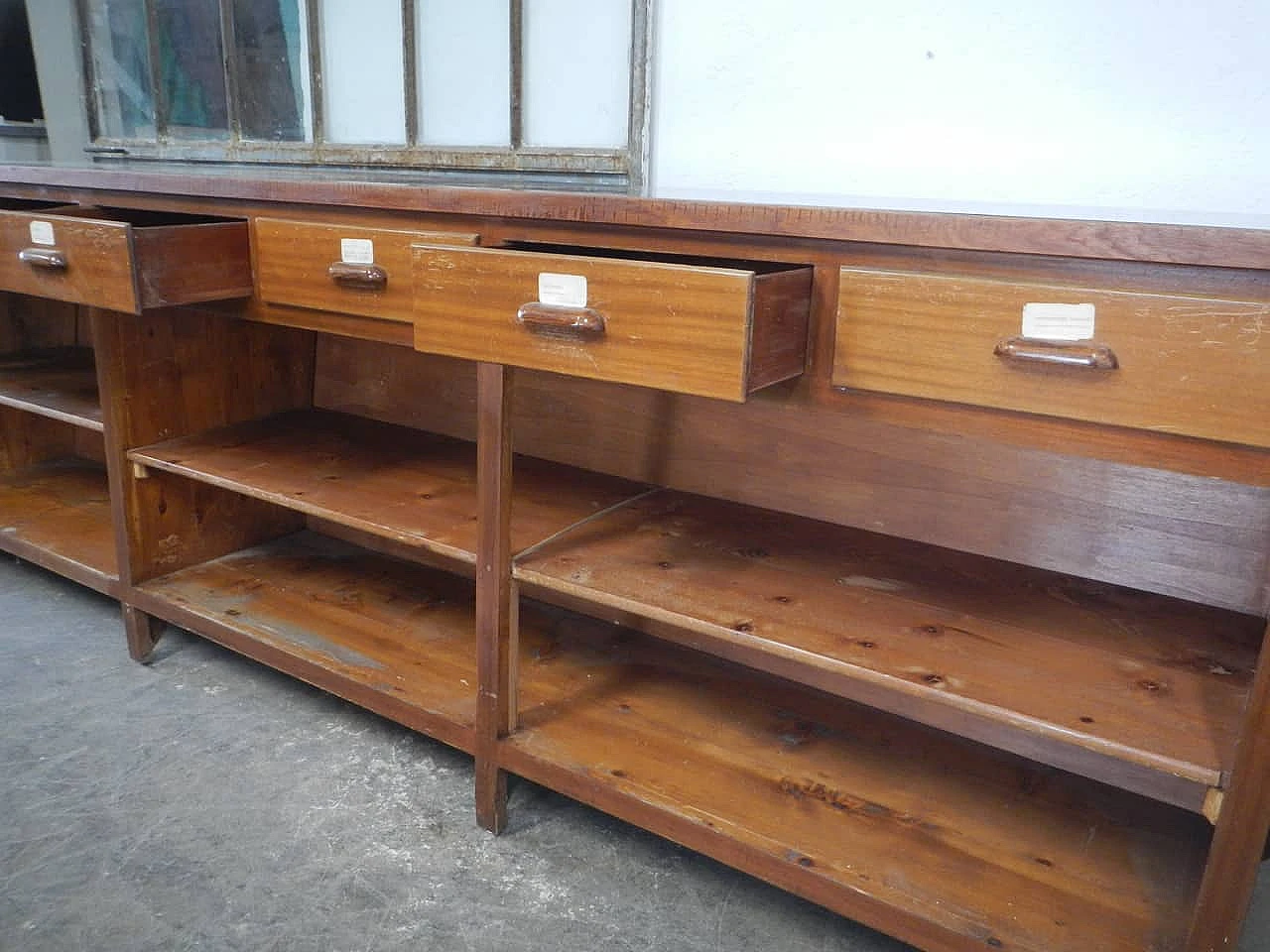 Fir and ebony counter with black formica top, 1950s 11