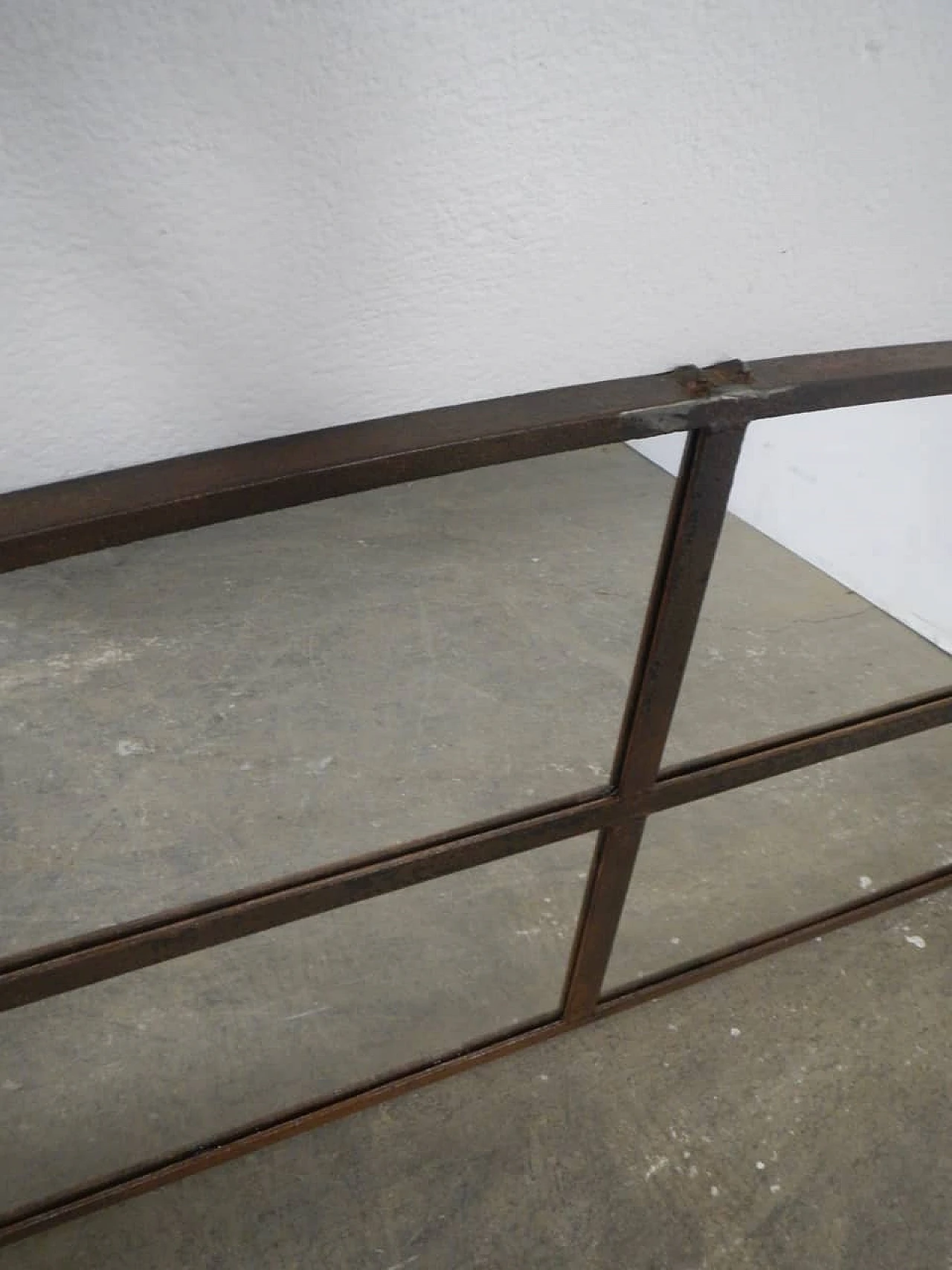 Specchio finestra in ferro marrone, anni '50 7