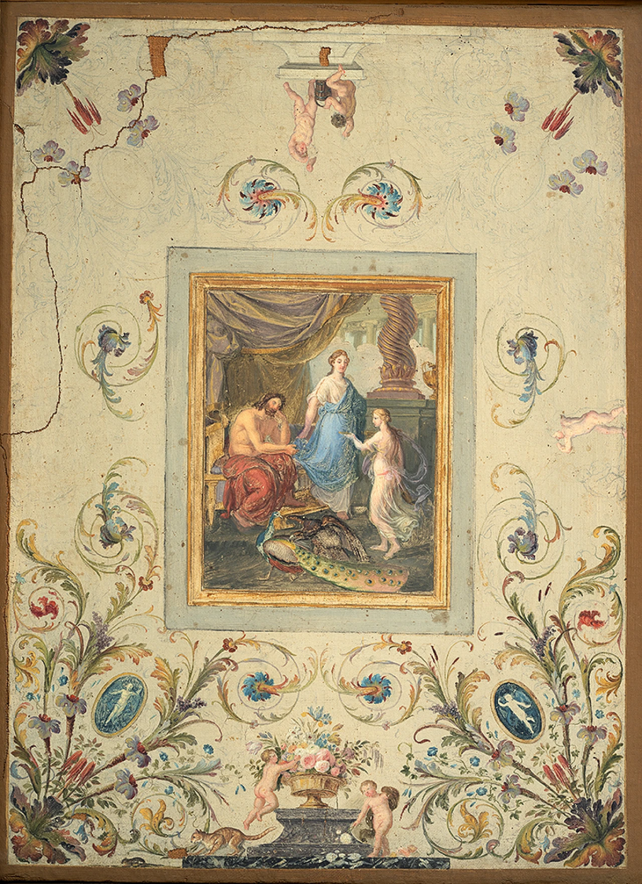 Scena classica con grottesche, dipinto a olio su tela, '800 2