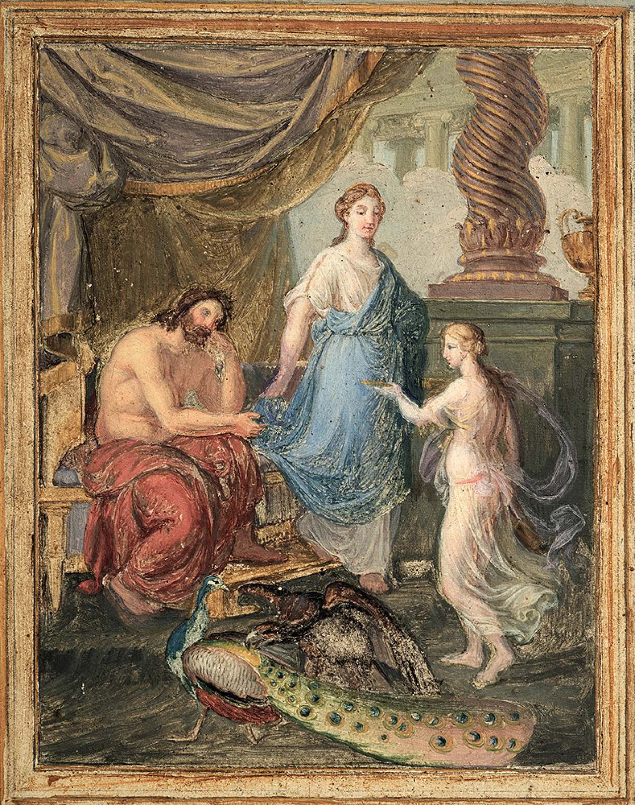 Scena classica con grottesche, dipinto a olio su tela, '800 3