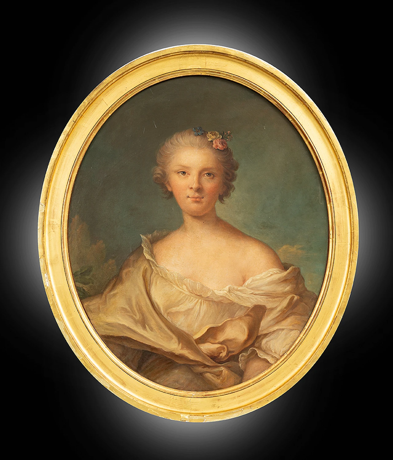 Ritratto di nobildonna, dipinto a olio su tela francese, '800 1