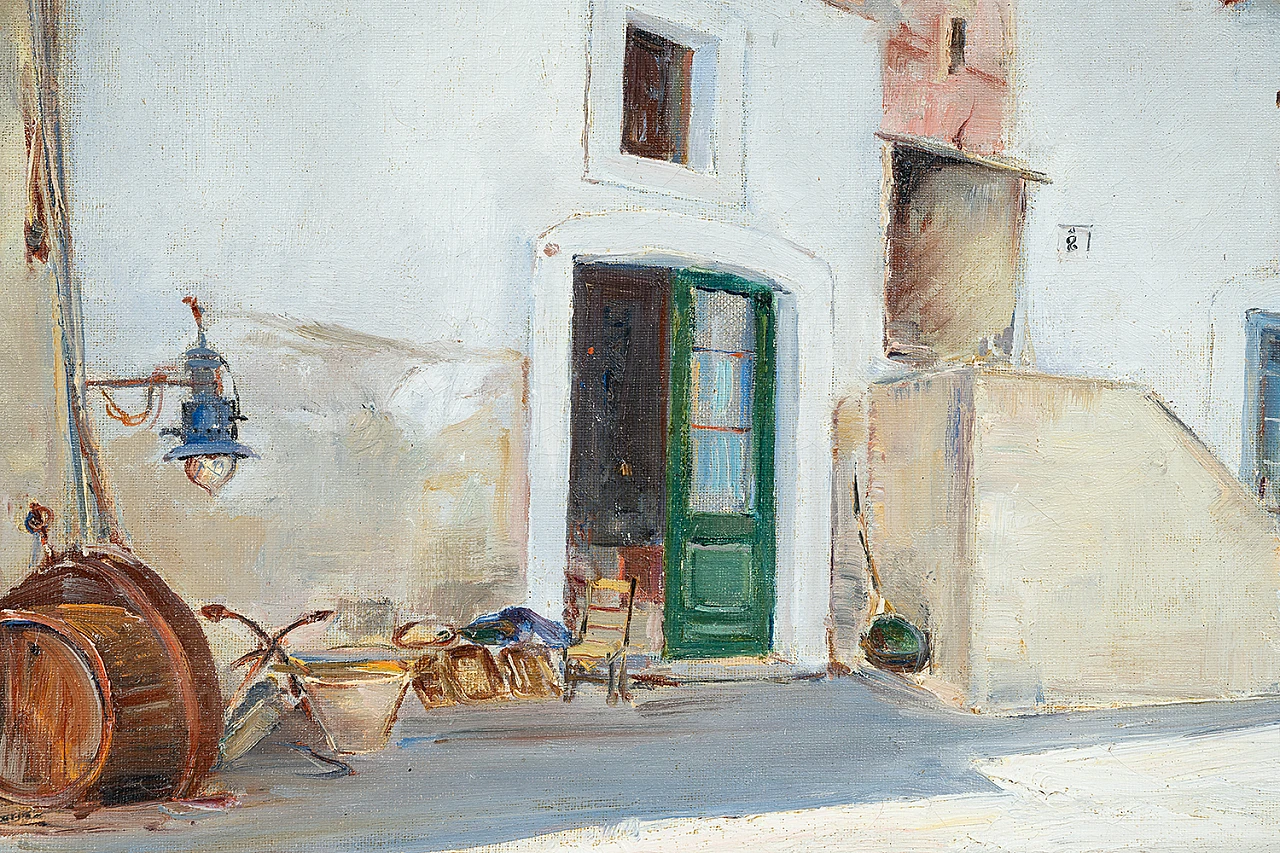 Guido Casciaro, cortile, dipinto a olio su tela, inizio '900 2