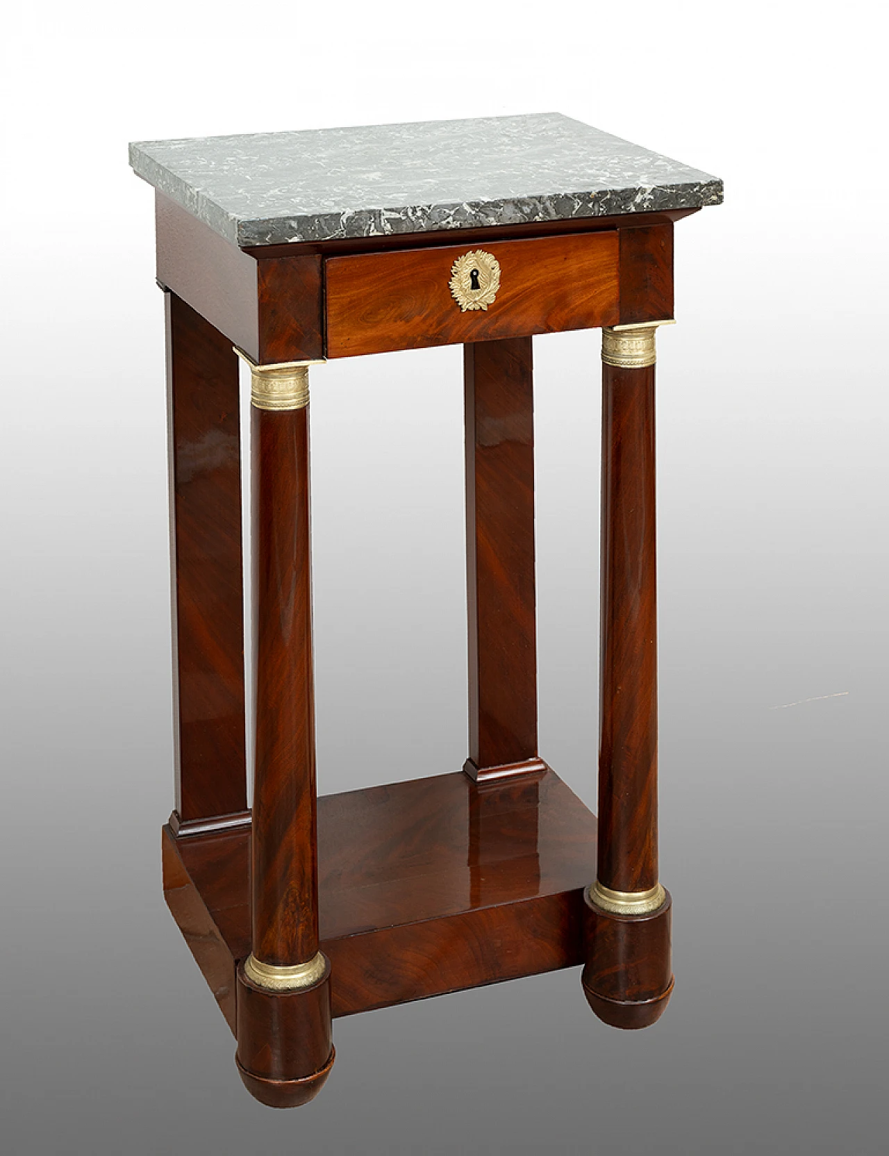 Empire mahogany and Belgian gray marble console, early 19th century 1