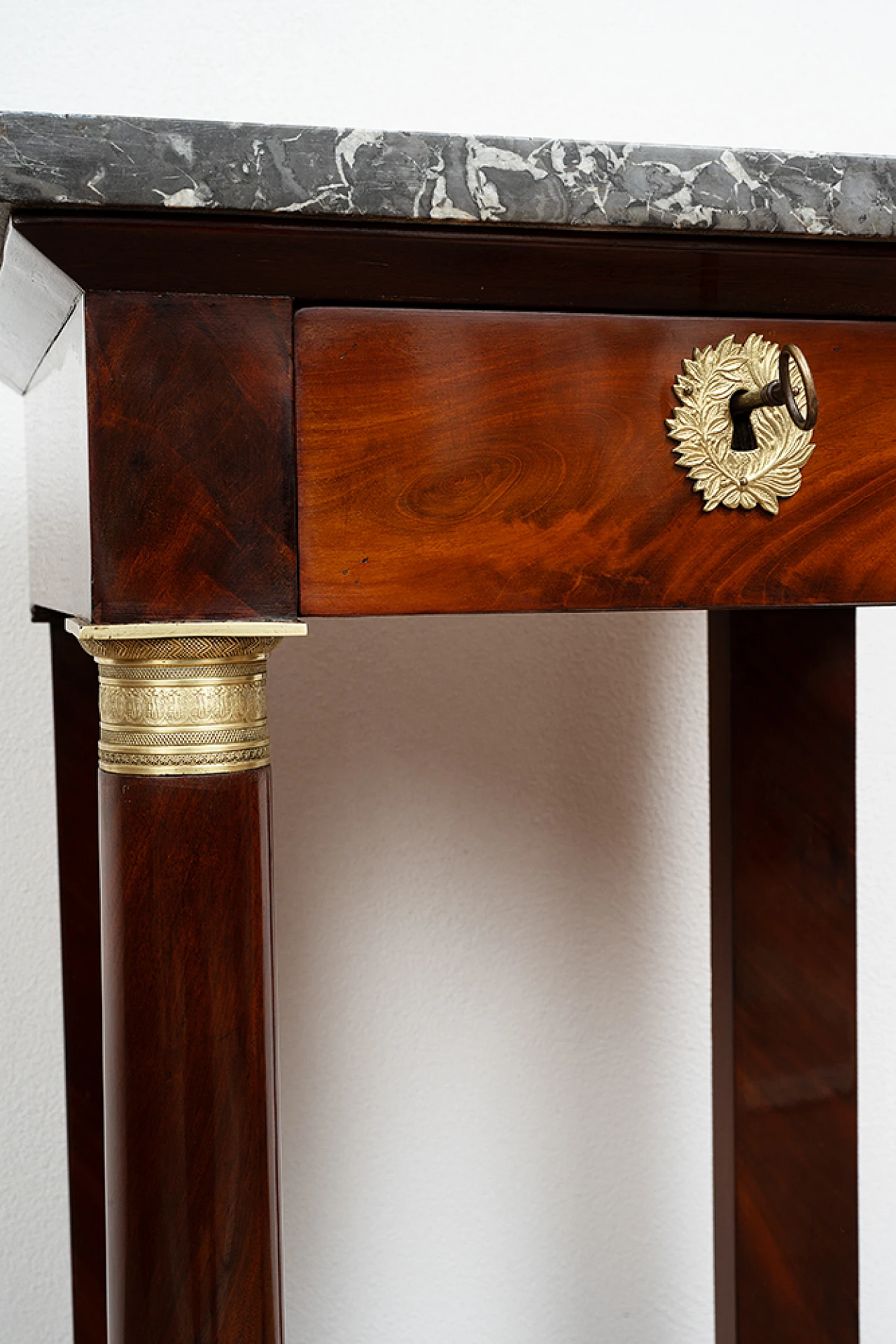 Empire mahogany and Belgian gray marble console, early 19th century 3