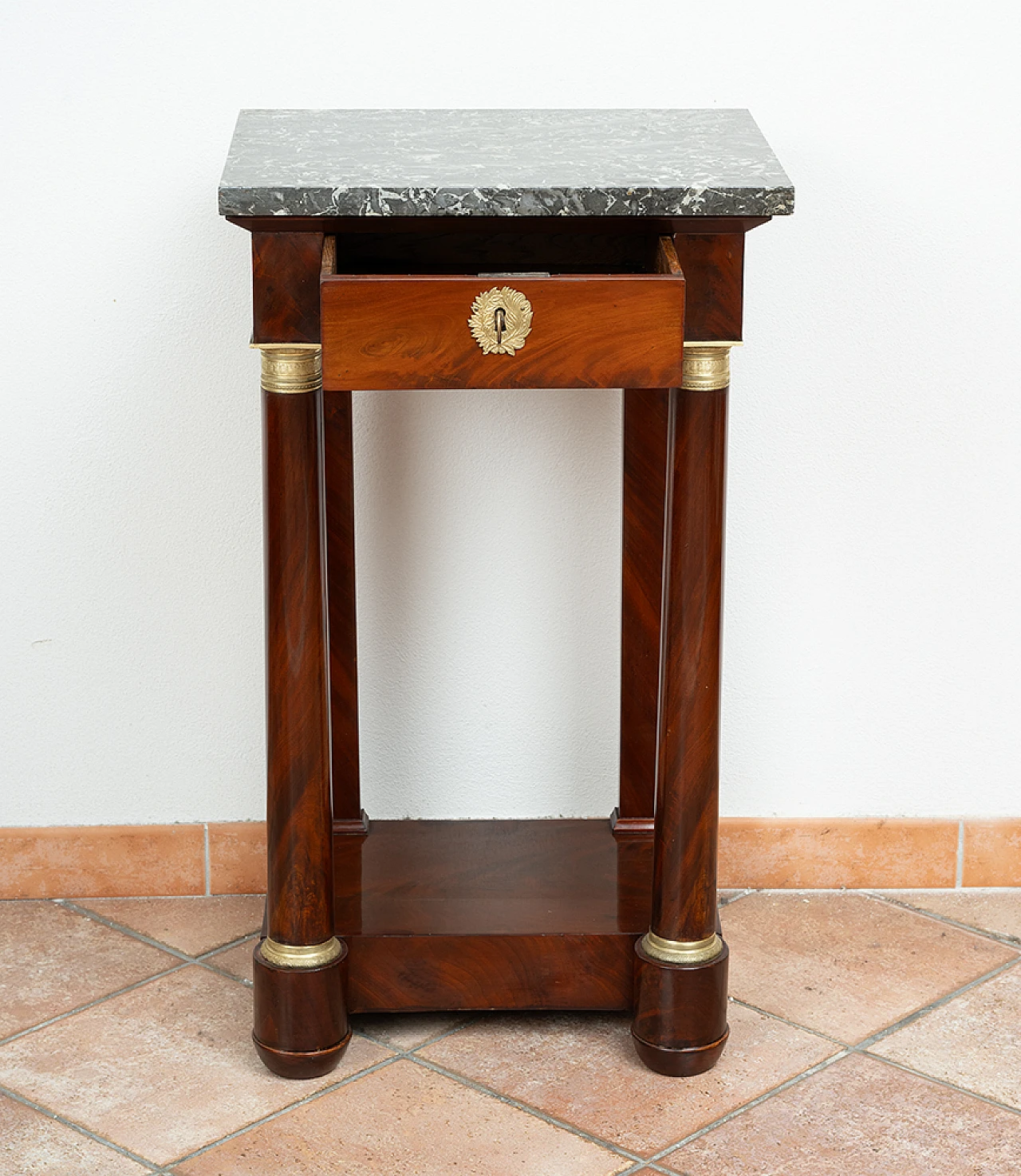 Empire mahogany and Belgian gray marble console, early 19th century 4