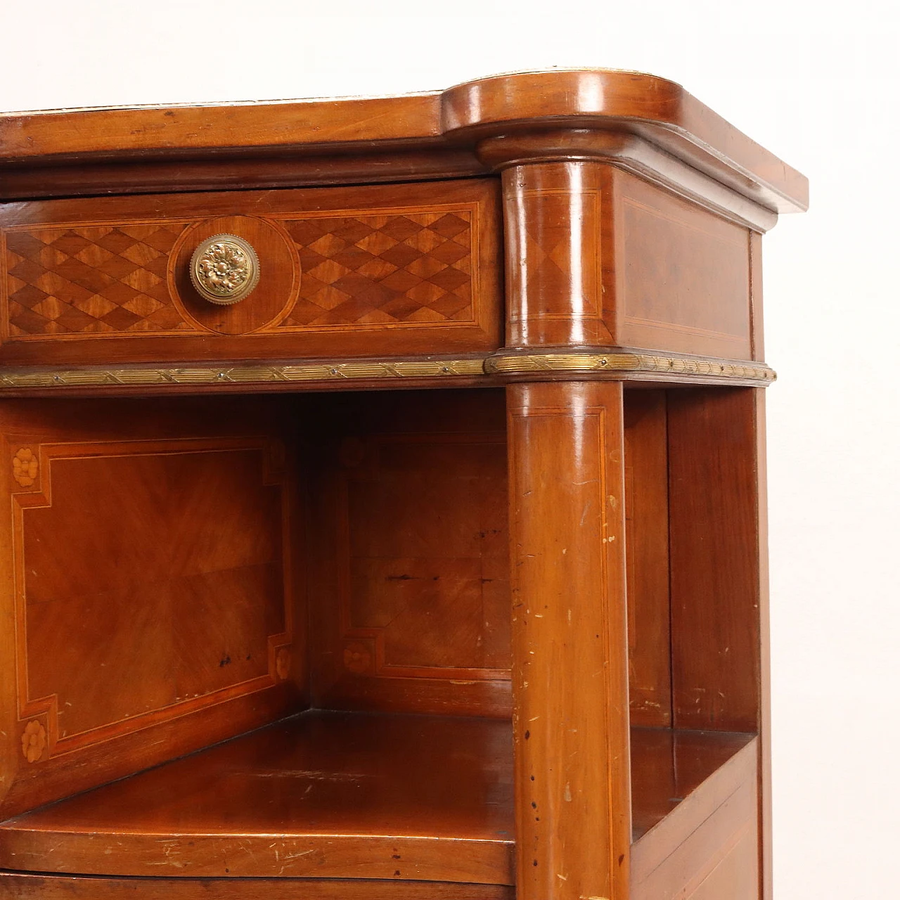 Mahogany cupboard with drawers & maple floral inlay 4