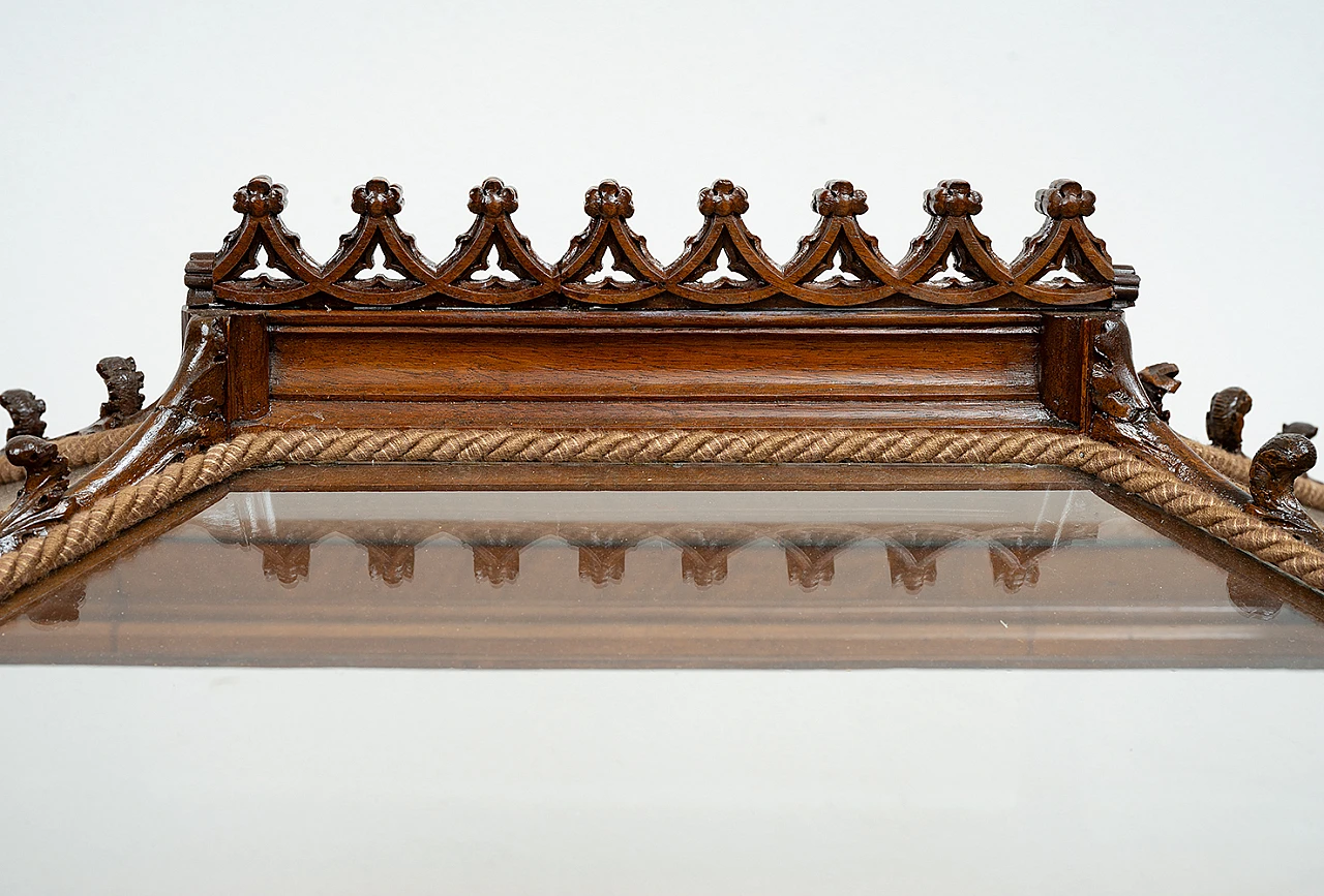 Neo-Gothic solid walnut display case, early 19th century 2
