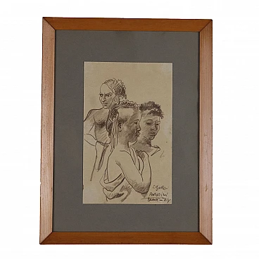 Contardo Barbieri, Amarici (figure etiopi), pencil on paper, 1930s