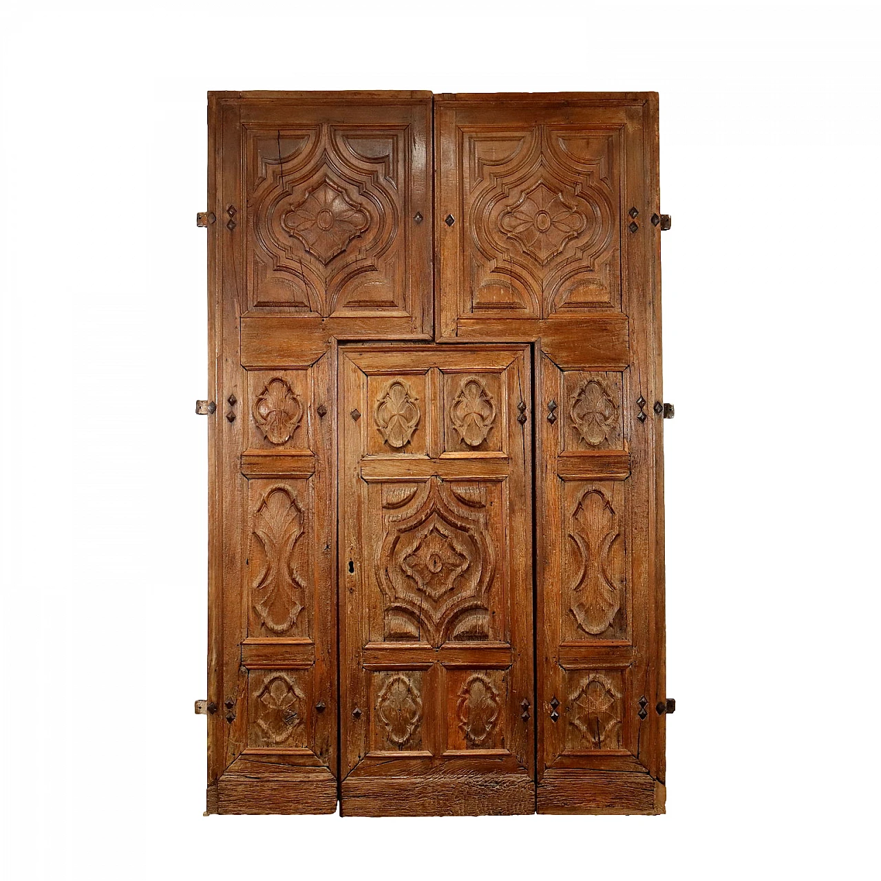 Carved walnut portal with spider's web panels, early 18th century 2