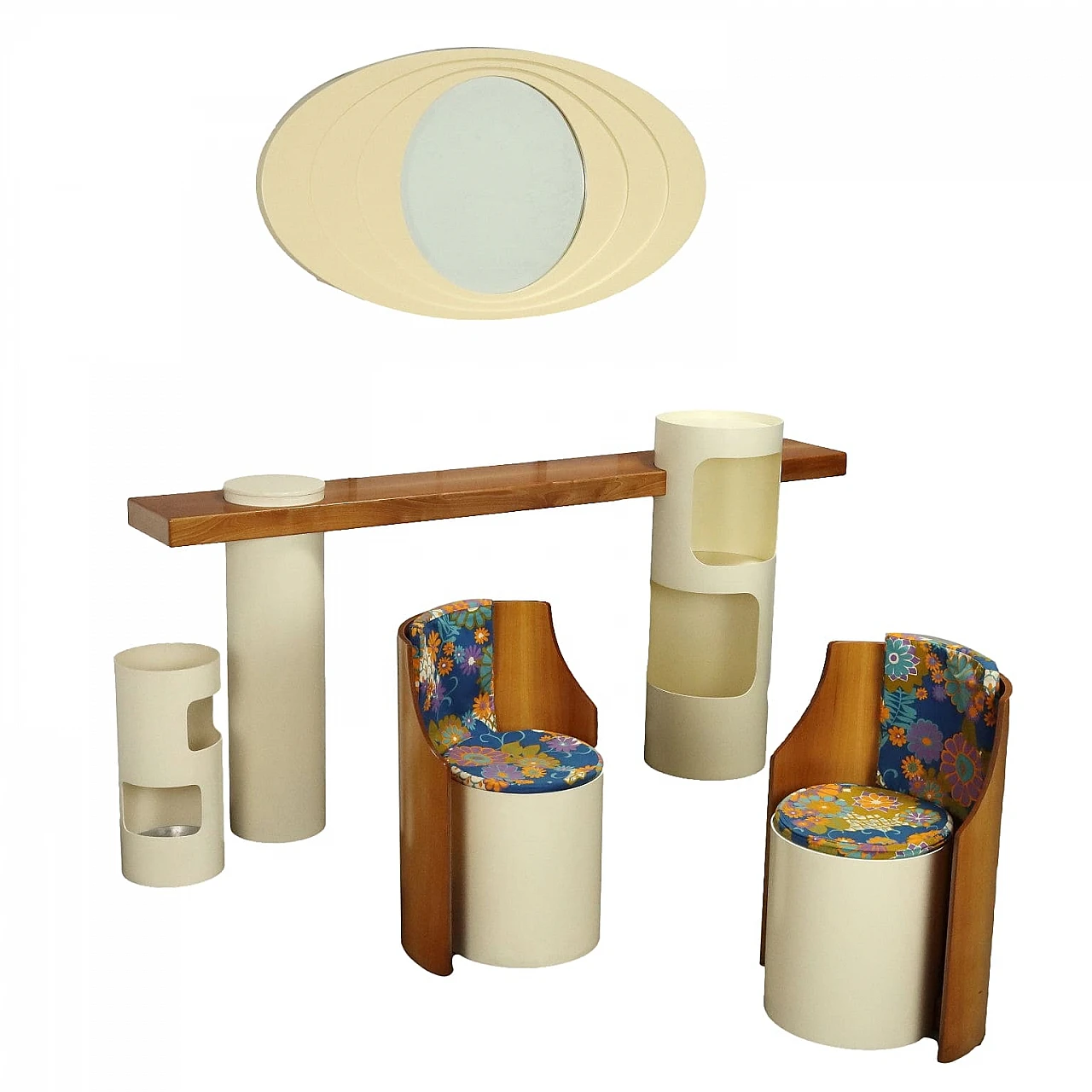 Console, mirror, umbrella stand and pair of chairs, 1970s 1