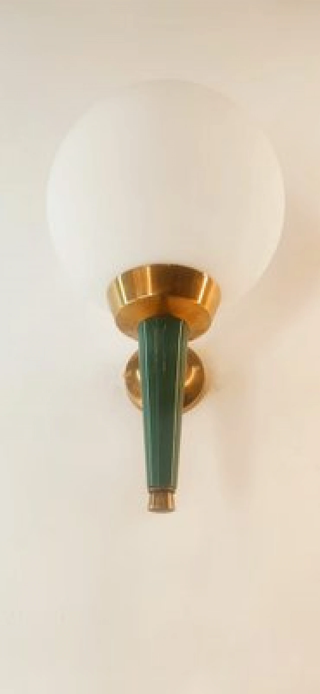 Glass, brass and green metal wall light by Stilnovo, 1970s 2