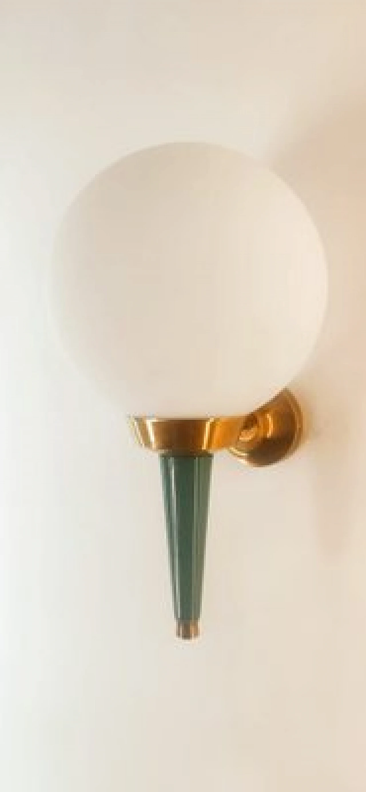 Glass, brass and green metal wall light by Stilnovo, 1970s 3