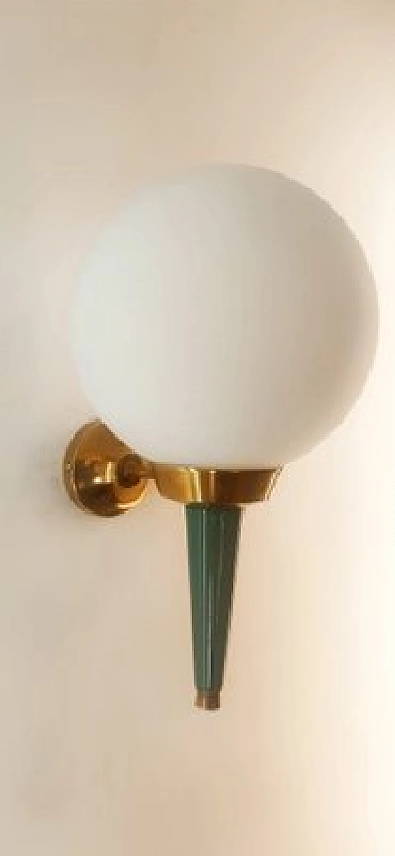 Glass, brass and green metal wall light by Stilnovo, 1970s 4