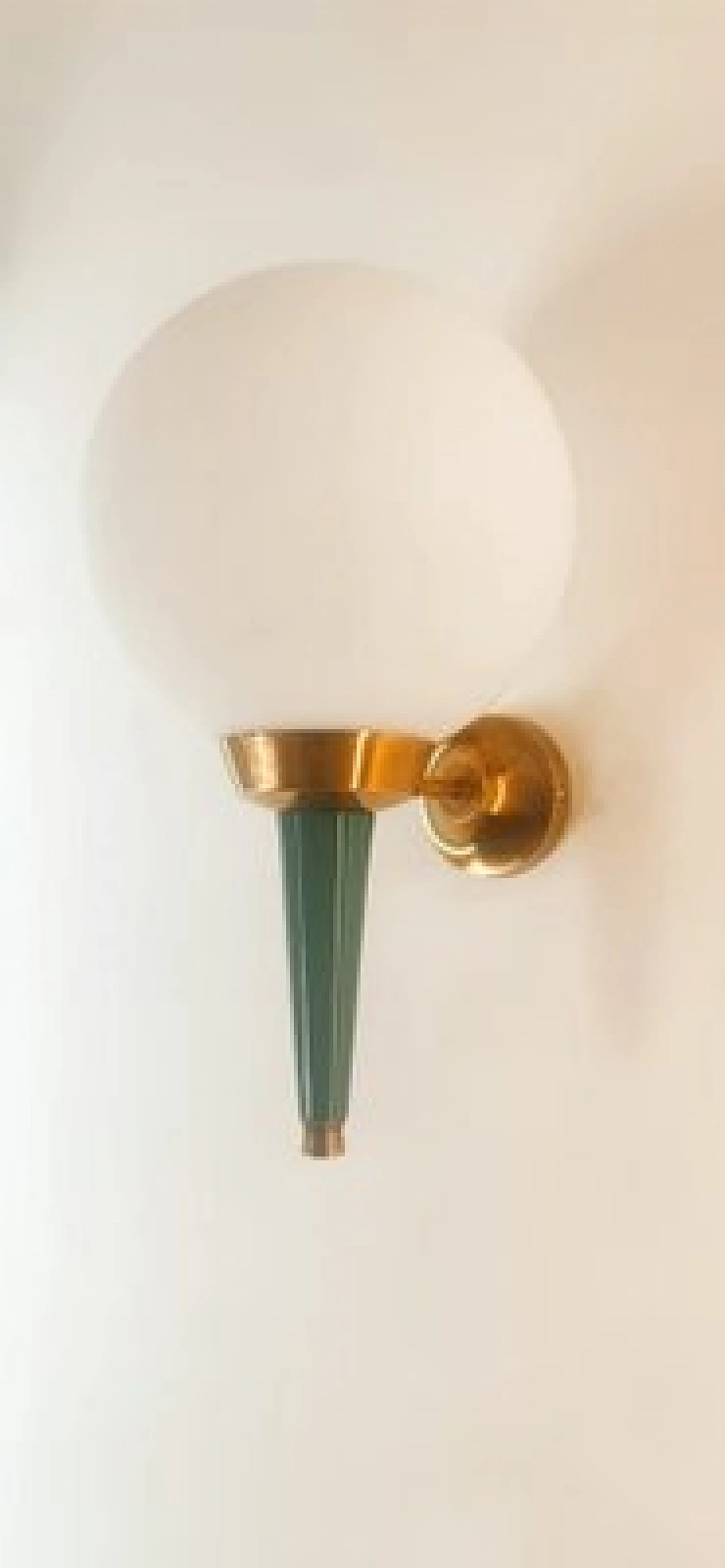 Glass, brass and green metal wall light by Stilnovo, 1970s 5