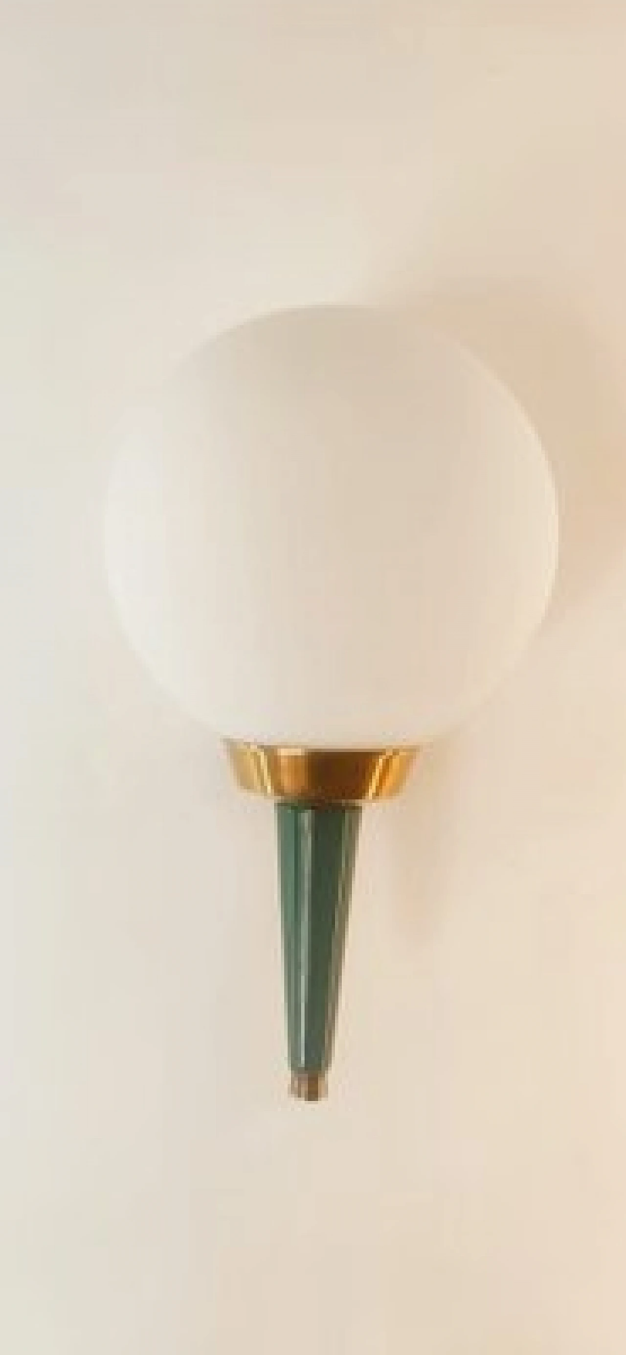 Glass, brass and green metal wall light by Stilnovo, 1970s 6