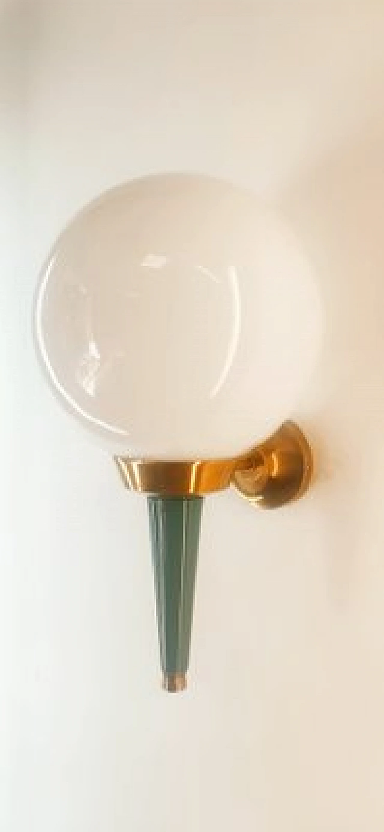 Glass, brass and green metal wall light by Stilnovo, 1970s 8