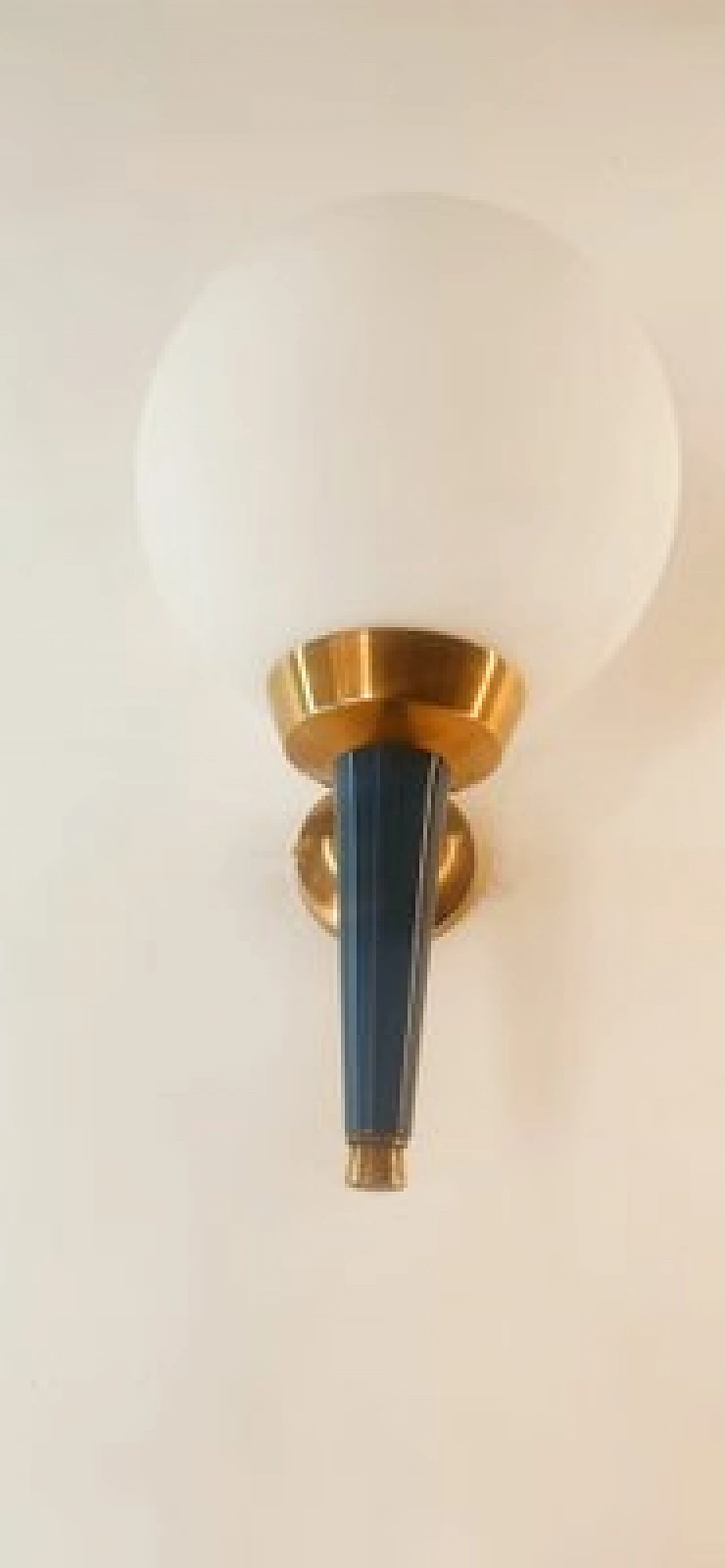 Glass, brass and blue metal wall light by Stilnovo, 1970s 2