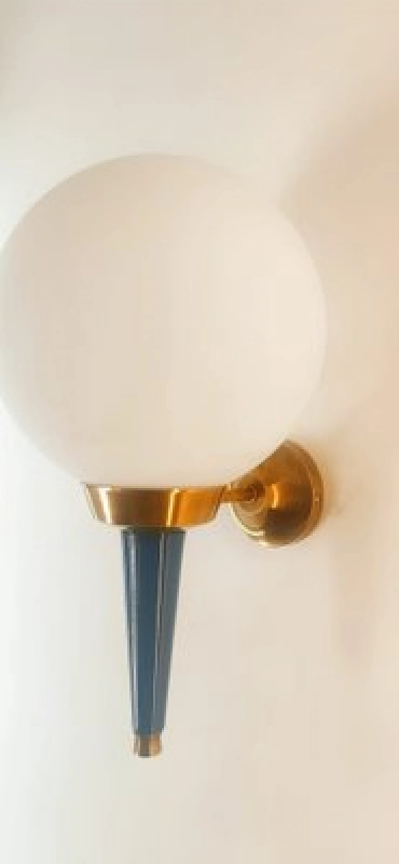 Glass, brass and blue metal wall light by Stilnovo, 1970s 4