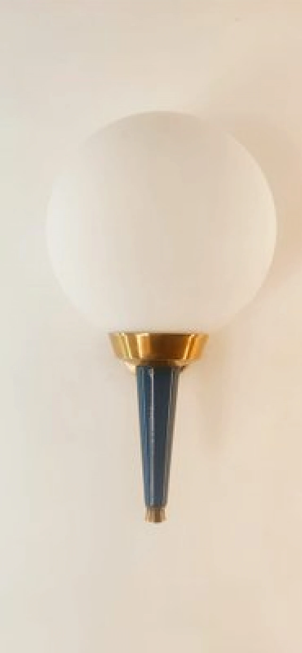 Glass, brass and blue metal wall light by Stilnovo, 1970s 5
