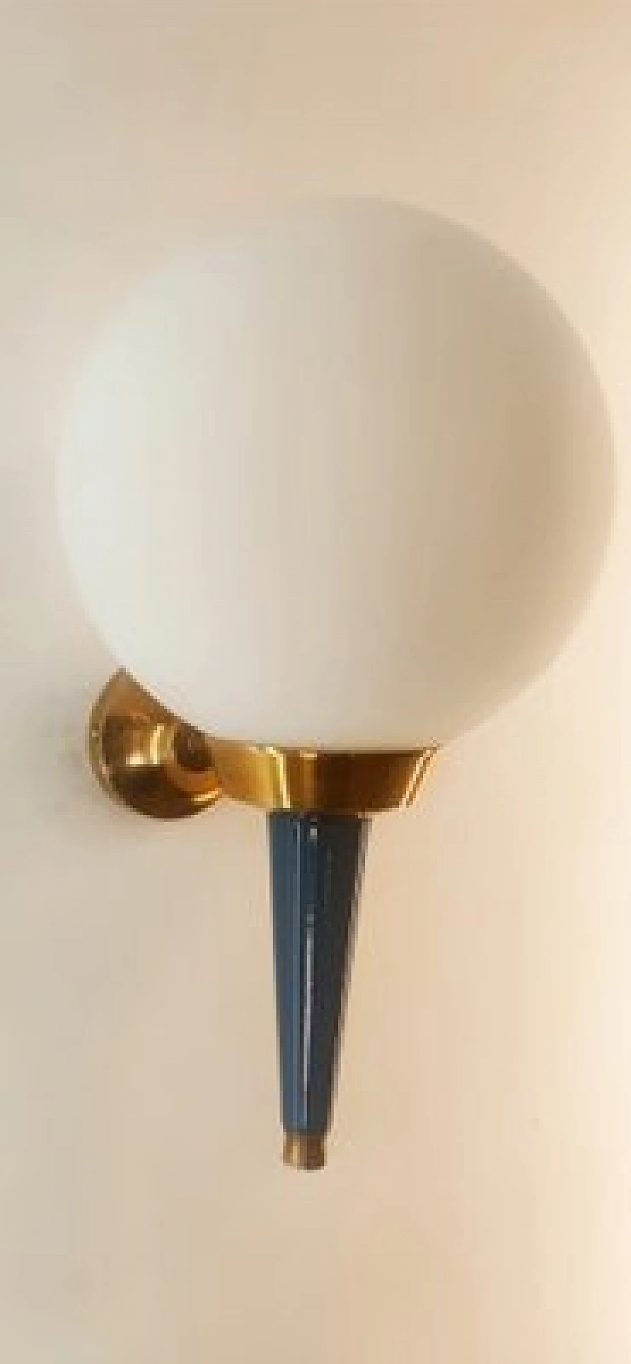 Glass, brass and blue metal wall light by Stilnovo, 1970s 6