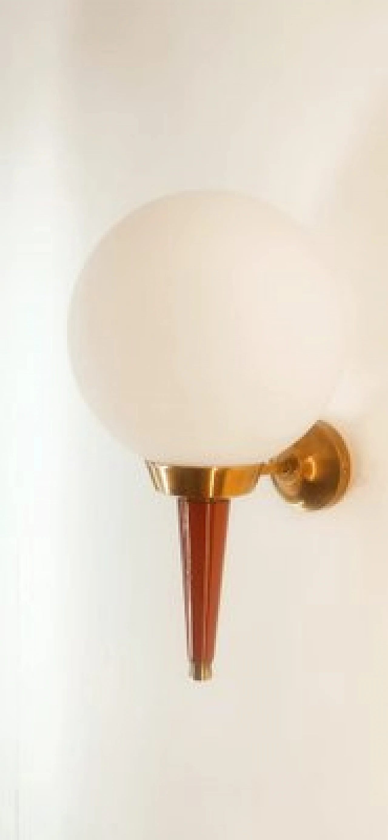 Glass, brass and red metal wall light by Stilnovo, 1970s 1