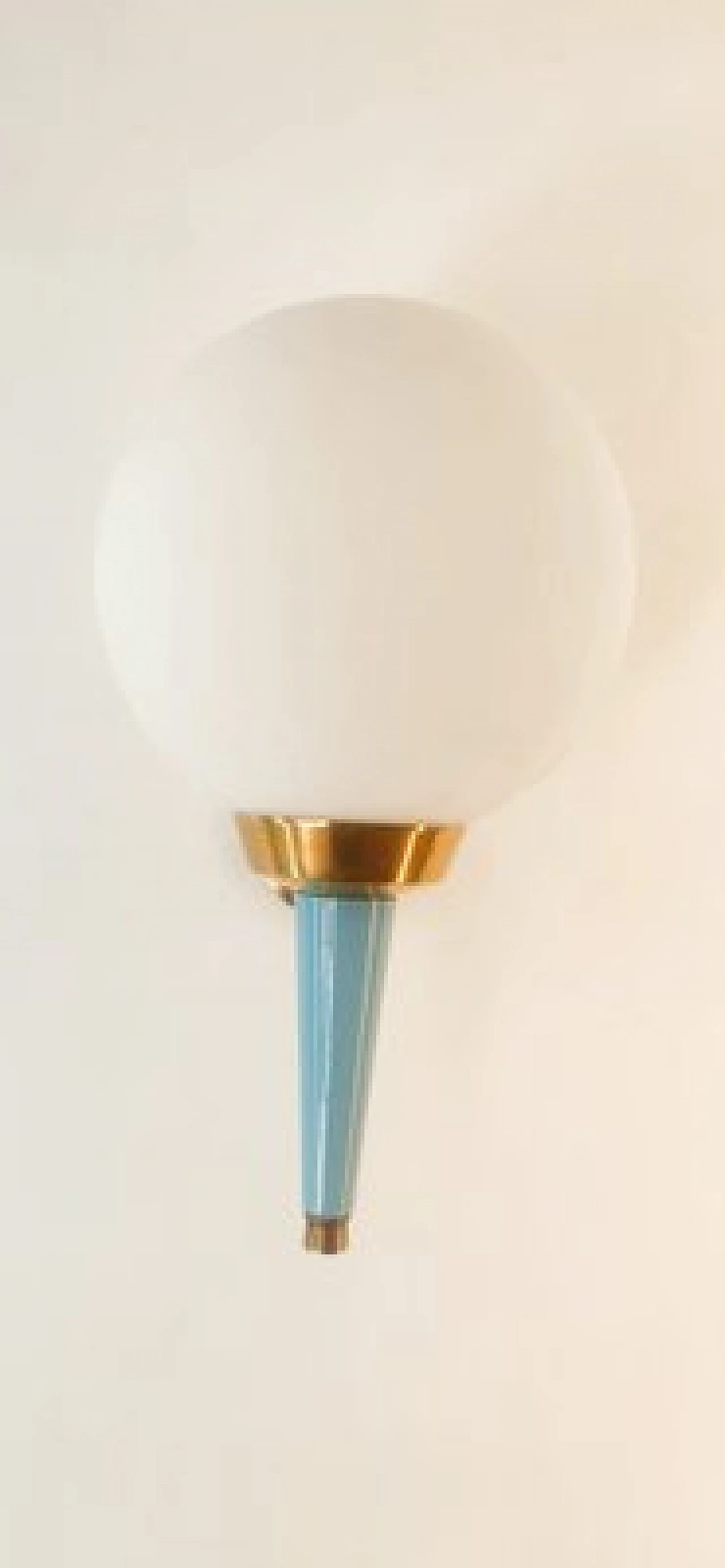 Applique in vetro, ottone e metallo azzurro di Stilnovo, anni '70 4